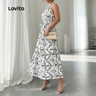 Lovito Gaun Boho Berlapis Bertingkat Musim Semi/Musim Panas untuk Wanita LBL30293
