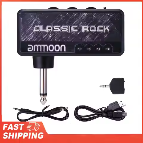 3.5mm Headphone Jack & Aux In ammoon Electric Guitar Headphone Amplifier Amp 1/4 Inch Plug with Clas