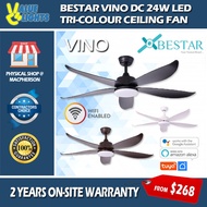 Bestar Vino 5 Blade Smart DC Ceiling Fan WIFI Enabled with 24W Tri-Tone LED Light 38 inch / 48 inch/ 54 inch