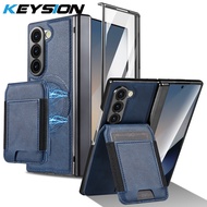 KEYSION เคสโทรศัพท์หนัง PU สำหรับ Samsung Galaxy Z Fold 7 6 5 4 3กันกระแทกพร้อมกระเป๋ากระเป๋าเก็บบัต