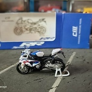 CM Diecast Motorcycle Model bmw S1000 RR White Blue Minus Figure