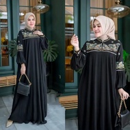 Latest Embroidered Gamis Aqila Maxy BL Ceruty Babydoll Material Full Lining Embroidery Application S