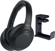 Sony WH-1000XM4 Wireless Noise Canceling Over-Ear Headphones (Black) Bundle with Headphone Hanger Mount (2 Items)