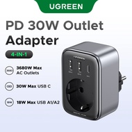 UGREEN Outlet Adapter GaN EU Socket 4 in 1 PD 30W 2 USB A and 1 Type c Port & 1 DC Port Extender For