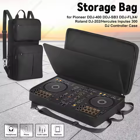 DJ Backpack for Pioneer DDJ-400 DDJ-FLX4/Roland DJ-202 DJ Controller Case Carrying Case Travelling C