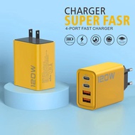 0W Dual PD+Dual USB Charger Suitable for iPhone Dual typec Smart Fast Charging Charging Head 61e7