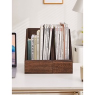 Office Data Display Rack Organize Shelf Book Book Bookshelf Desktop Solid Wood Burnt Paulownia File 