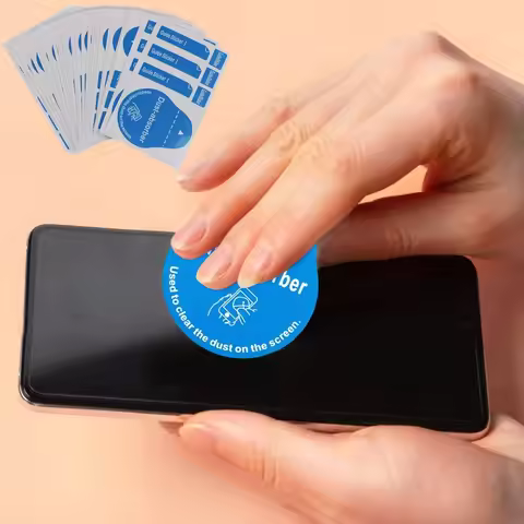 100/1Pcs Blue Dust Removal Mobil Phone Screen Cleaning Tool All Phones 3 in 1 Dust-absorber + Guide 