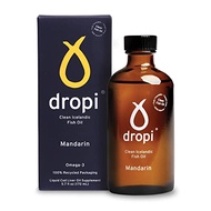 Dropi Omega 3 Fish Oil Liquid, Mandarin - Maximum Strength Omega-3s EPA, DHA, Vitamin A & D - Extra 