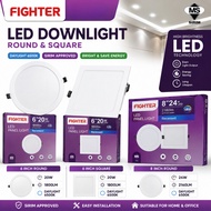 FIGHTER LED DOWNLIGHT 6 & 8 Inch SQUARE ROUND 20W 24W 6500K Lampu Rumah Bilik