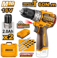 INGCO สว่านกระแทกแบตเตอรี่ 16 V 60nm รุ่น CIDLI16682 สว่านกระแทก 16โวลล์