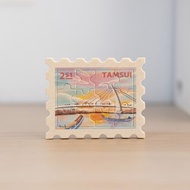 【拼風景磁鐵-淡水夕陽】台灣紀念品 / 郵票磁鐵 / 12片拼圖
