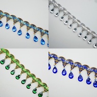 1 Yard Sequins Gemstone pendant Tassel Polyester Multicolour Lace Trim Fabric Sewing DIY Craft table