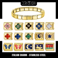 Gold Pattern Charm Italian Charm Bracelet, Italian Charm Bracelet Stainless Steel