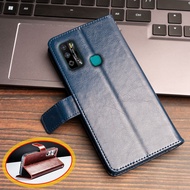 For Infinix Hot 9 Play X680 X680B X680C Vintage Classic Leather Wallet Case Flip Notebook Cover Magn