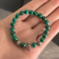C *.H Original Label 1: 1 8MM Malachite 925 Silver Bead Bracelet Retro Trendy Hip-Hop Distressed Eur