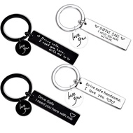 GANTUNGAN Drive Safe Stainless Steel Couple Keychain Romantic Gift