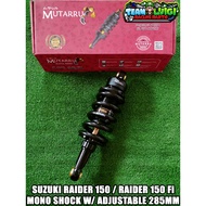 MUTARRU ADJUSTABLE MONO SHOCK 285MM BLACK SERIES FOR RAIDER 150 CARB / RAIDER 150 Fi