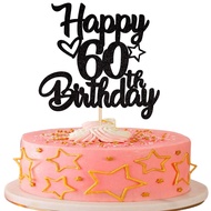 1 Pack Happy 60th Birthday Cake Topper Birthday Sign Cake Decorations for 60th Birthday Theme Party