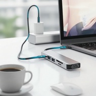 USB-CVGA/HDMI//SD/TF,61MacBook Pro/  Hab USB-C dengan slot VGA/HDMI/Kuasa/SD/TF, 6-dalam-1 untuk Mac