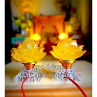 Crystal altar lamp, glass altar lamp, lotus altar lamp. altar lamp, small altar lamp.
