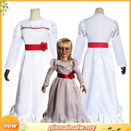 Annabelle Creation Halloween Horror Doll White Dress Cosplay Costume Fancy Dress