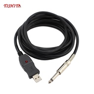 [Bilibili1] 9.8ft Guitar Bass 6.5mm Jack To USB Link Connection Instrument Cable Adapter