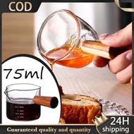 Espresso Glass Espresso Glass Shot Espresso Glass Measuring Cup Wood Handle Glass Heat Graduation