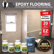 EPOXY COLOR FLAKE COATING DIY SET 20 SQFT 100% SOLIDS CONTENT (9 TOOLS FREE)
