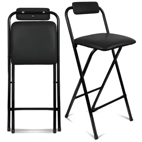 Bar Stool with Back, 1 pcs Tall Foldable Stool Chair Portable Collapsible Stool for Adult Counter He