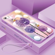 Casing Dandelion Flower OPPO F5 F7 F9 PRO A83 A71 A74 4G Straight Edge All-inclusive Lens Silicone Soft Shell Shockproof Mobile Phone Case Lanyard