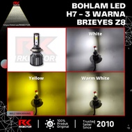 H7 LED Car Lights 3 Colors White Yellow Warm White Brieyes Z8 Tricolor