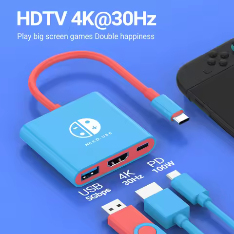 3 in 1 USB C Docking Station 4K HDMI GAME HUB Adapter 100W PD USB 3.0 Hub for Switch, MacBook & Phon