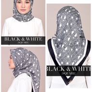 Naelofar hijab black &amp; white square scarf