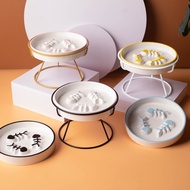 [Bite] black high quality anti-vibration ceramic bowl for pet dog cat food QB7U