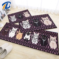 1PC Cartoon Cat Printed 3D Anti slip kitchen mat Water proof Velvet Kitechen mat Floor mat Kitchen R