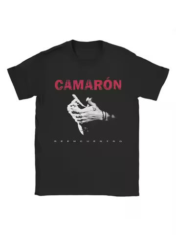 Men's T-shirt, Camarón Island Flamenco singer cotton short-sleeved shirt, island shrimp pattern crew