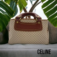 🍀Celine正貨正品🍀 中古美品◇ Celine Vintage Macadam HangBag 賽琳經典老花中古波士頓包│手提包|聖誕禮物|X'mas Gift│小廢包│Vintage Bag│