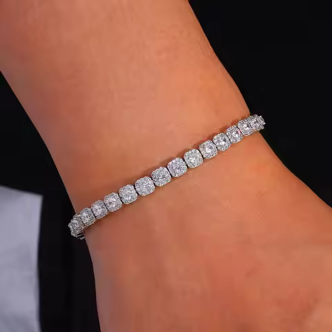 NY 5mm Clustered Tennis Bracelet Silver Gold Plated Iced Out Diamond Hip Hop Jewelry Round Zircon Te