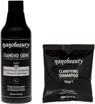 Nanobeauty Brazilian Keratin Blowout Complex Hair treatment Kit 250ml Diamond Infused, Vegan Straightening/smoothing/repair Formula Plus 50ml Shampoo