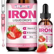 Liquid Iron  for Women Men & Kids Multivitamin Iron Drops with Folate, Vitamin C, B6, B12, Zinc for 