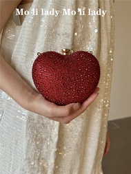 GFS store Ultra mini premium hot diamond sparkling burgundy heart heart box banquet mini crossbody b