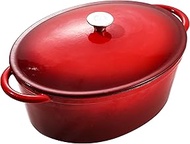 Vivicreate 9.6 QT enamel cast iron dutch oven, red gradient color,cast iron pot (9.6 QT)