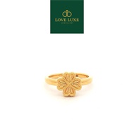 LOVE LUXE Four Leaf Clover 5D Hard Gold Ring | Emas 916/22K