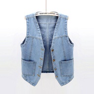 Spring and Summer All-match Denim Vest Women Short Loose Korean Version of The BF Sleeveless Jacket Vest with A Trendy Waistcoat 825