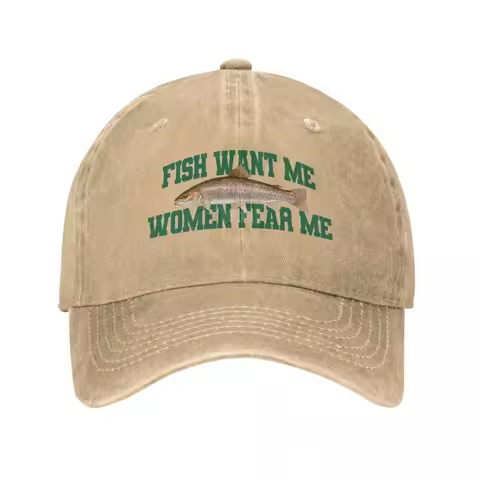 Fish Want Me Women Fear Me Meme Baseball Caps Classic Distressed Denim Washed Snapback Hat Unisex Wo