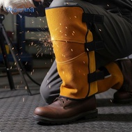 [Shamjina] Bovine Leather Welder Leg Guards Flame Retardant Leather Yellow Long Velcro