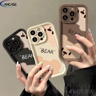Cute Crooked head Bear Phone Case Compatible For Xiaomi Poco X6 X5 F5 M6 M3 Pro X3 X4 GT F4 F3 M5S C65 C40 F2 Pro X3 Pro X3 NFC Straight Edge Design Silicone Soft Cover