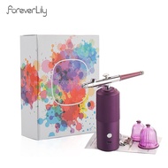 ForeverLily 0.3mm NozzlesAuto Airbrush Kit Rechargeable Handheld Dual-Action Mini Air Compressor Airbrush Set with , Portable Cordless Airbrush with Low Noise for Makeup