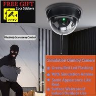 【Stylish】 New Black Dome Camera With Antena Flashing Led Plastic Camera Aa Simulation Cctv Surveillance Security System